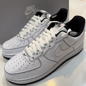 New Nike Air Force 1 07 Basketball Shoes size 14 White Black Leather CV1724-104